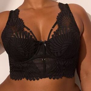 Cacique by Lane Bryant Black French Balconette Longline Bra - 46D